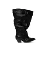R13 Black Buckled-up Slouch Cowboy Boots In Black