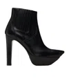 R13 Pointed Toe Platform High Heel Ankle Boots In Black