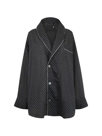 R13 Polka-dot Shawl-lapel Shirt In Black