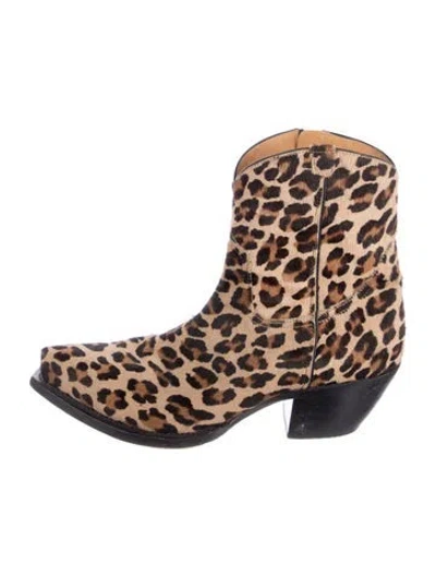 Pre-owned R13 Ponyhair Animal Print Western Boots In Neutral