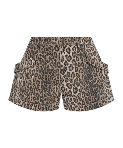 R13 R13 LEOPARD PRINTED POUCH POCKET SHORTS