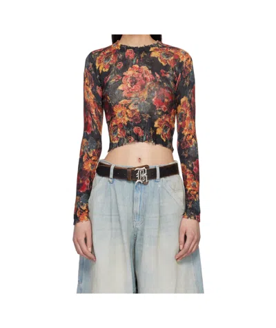 R13 Printed Baby Cashmere Crew Neck Knit Sweater In Multi