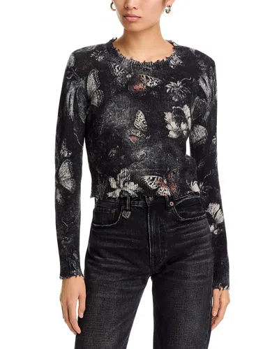 R13 Printed Baby Crewneck Cashmere Sweater In Black