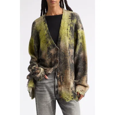 R13 Printed Boyfriend Cardigan In Multi