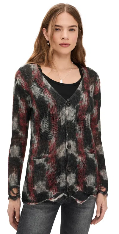 R13 Printed Boyfriend Cardigan Red/black/white In Multi