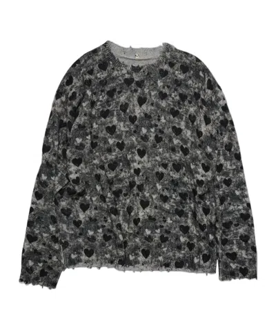 R13 Printed Boyfriend Long-sleeved Sweater In Gray