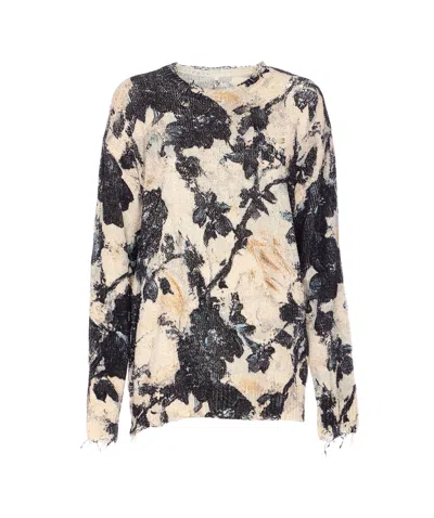 R13 Printed Boyfriend Sweater In Multi