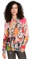 R13 PRINTED BOYFRIEND SWEATER HEART GRAFFITI PRINT