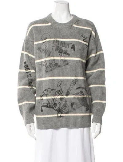 Pre-owned R13 Printed Crew Neck Sweater In Gray