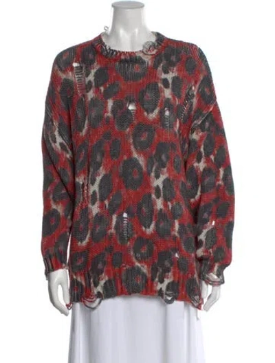 Pre-owned R13 Printed Crew Neck Sweater In Red