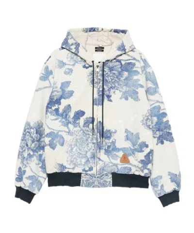 R13 Printed Drawstring Casual Jacket In Neutral