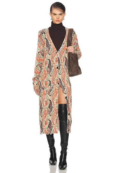 R13 Printed Long Cardigan In Multi