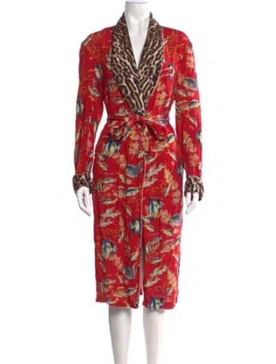 Pre-owned R13 Printed Long Dress In Red