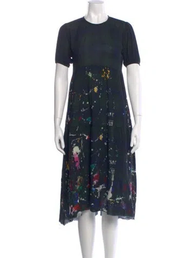 Pre-owned R13 Printed Midi Length Dress In Green