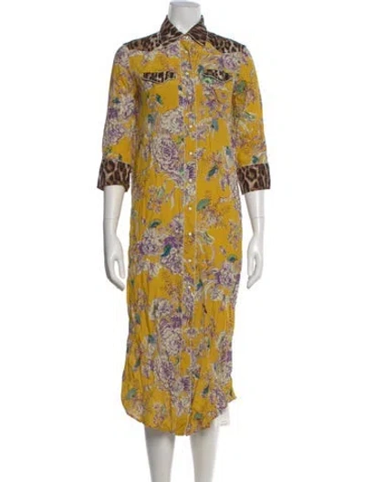 Pre-owned R13 Printed Midi Length Dress In Yellow