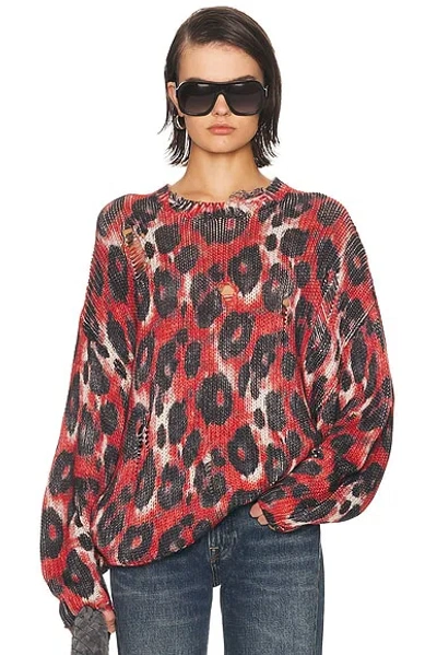 R13 Printed Oversized Sweater In Red