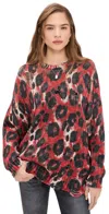 R13 Distressed Leopard-print Cotton Sweater In Red