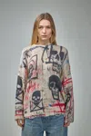 R13 Printed Oversized Sweater Skull Graffiti Print In Mixed