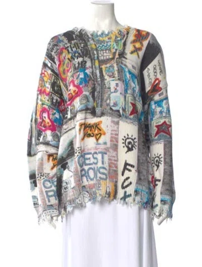 Pre-owned R13 Printed Scoop Neck Sweater In White