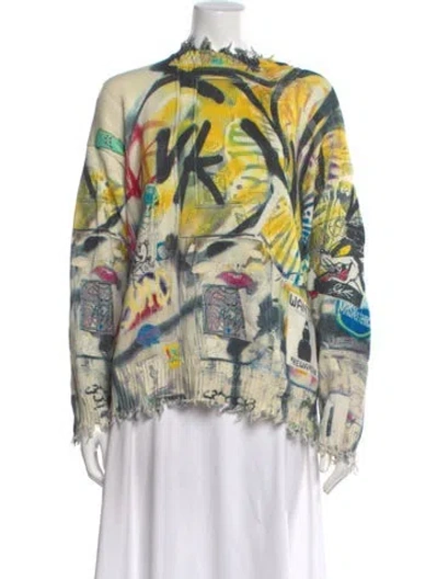 Pre-owned R13 Printed Scoop Neck Sweater In Yellow