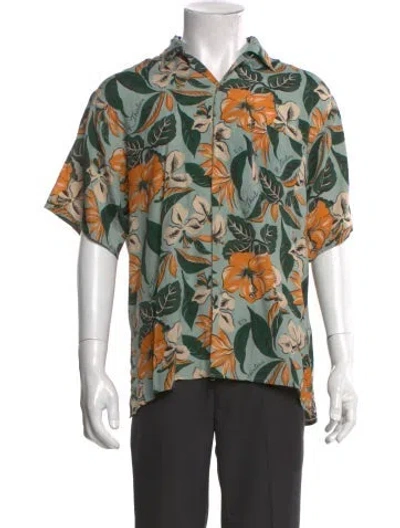 Pre-owned R13 Printed Short Sleeve Shirt In Green