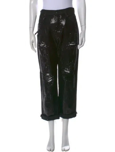Pre-owned R13 Printed Straight Leg Pants In Black