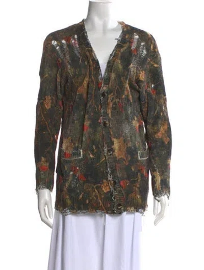 Pre-owned R13 Printed V-neck Sweater In Multi