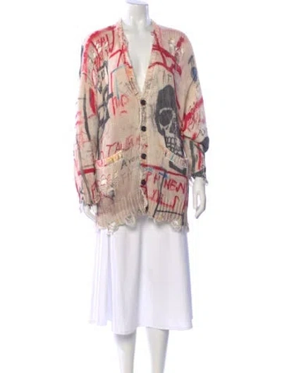 Pre-owned R13 Printed V-neck Sweater In Neutral