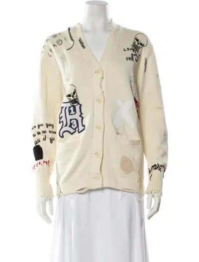 Pre-owned R13 Printed V-neck Sweater In Neutral