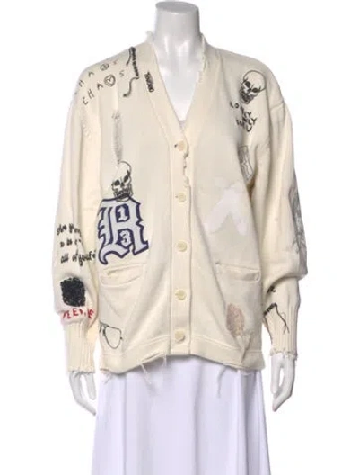 Pre-owned R13 Printed V-neck Sweater In Neutral