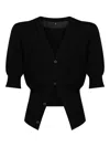 R13 Puff-sleeve Button Cardigan In Black