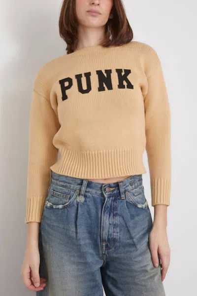 R13 Punk Cotton Sweater In Beige In Brown