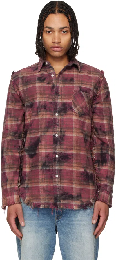 R13 Purple Shredded Seam Drop Neck Shirt