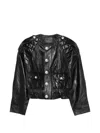 R13 Quilted Button Leather Jacket In Black