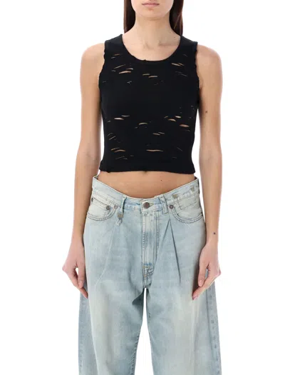 R13 Distressed Ribbed Slim Tank Top In Multi