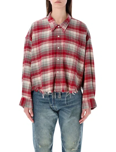 R13 Drop Neck Cropped Shirt In Multi