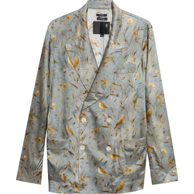 R13 Ragged Oversize Doubled Breasted Satin Blazer In Multi