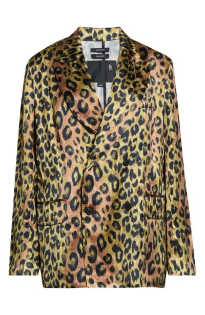 R13 Ragged Oversize Leopard Print Jacket In Brown