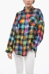 R13 RAINBOW CHECKED OVERSIZED FIT SHIRT WITH DOUBLE BREAST POCKE