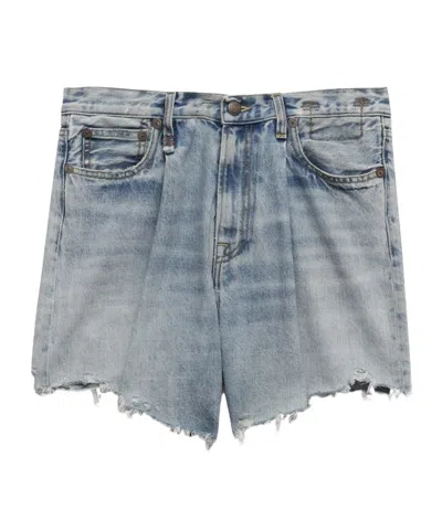 R13 Raw-cut Cotton Denim Shorts In Blue