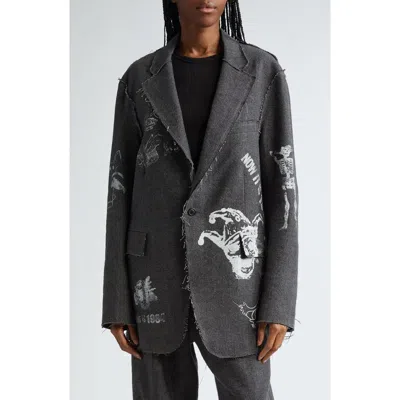 R13 Raw-cut Blazer In Grey