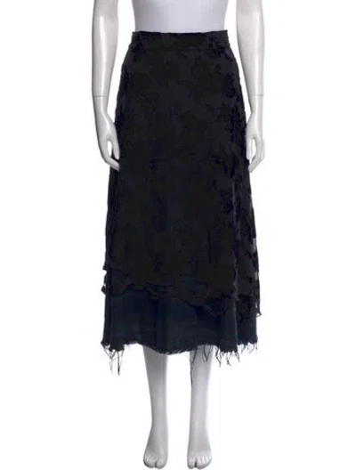 Pre-owned R13 Raw-edge Trim Midi Length Skirt In Black