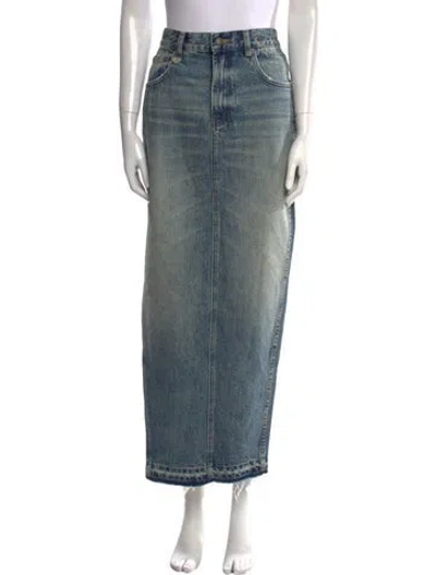 Pre-owned R13 Raw-edge Trim Midi Length Skirt In Blue