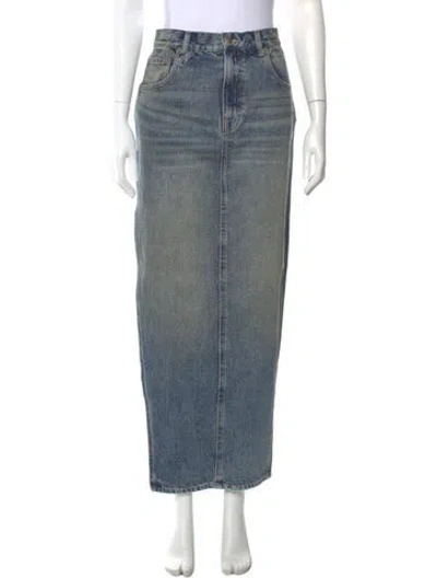 Pre-owned R13 Raw-edge Trim Midi Length Skirt In Blue