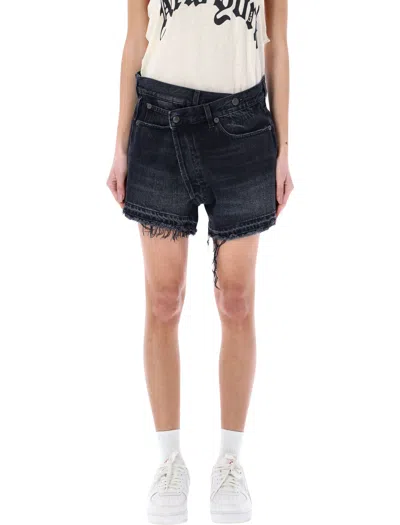 R13 Rebellious Distressed Mini Shorts - Size 27 In Blue