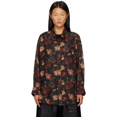 R13 Red & Black Drop Neck Shirt In Brown