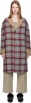 R13 Plaid Coat In Gray