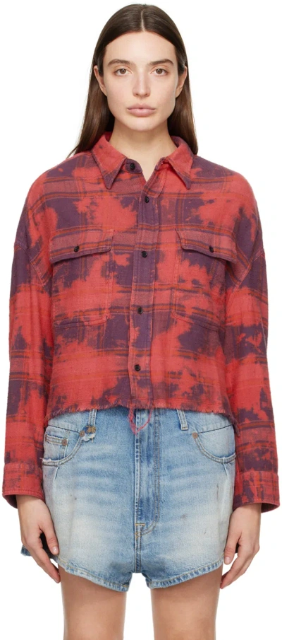 R13 Red Check Shirt In Dusk Red Plaid