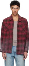 R13 Drop-neck Shirt In Dip Dye Red Plaid