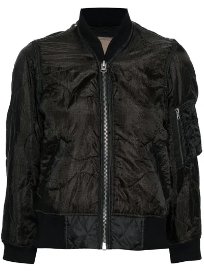 R13 Refurbished Quilted Bomber Jacket In Black